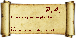 Preininger Agáta névjegykártya